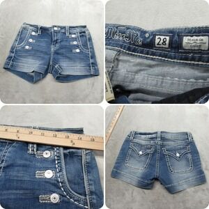 Miss Me Jean Shorts Womens 28 Medium Wash Denim‎ Mid Rise Button Pockets 3.5"
